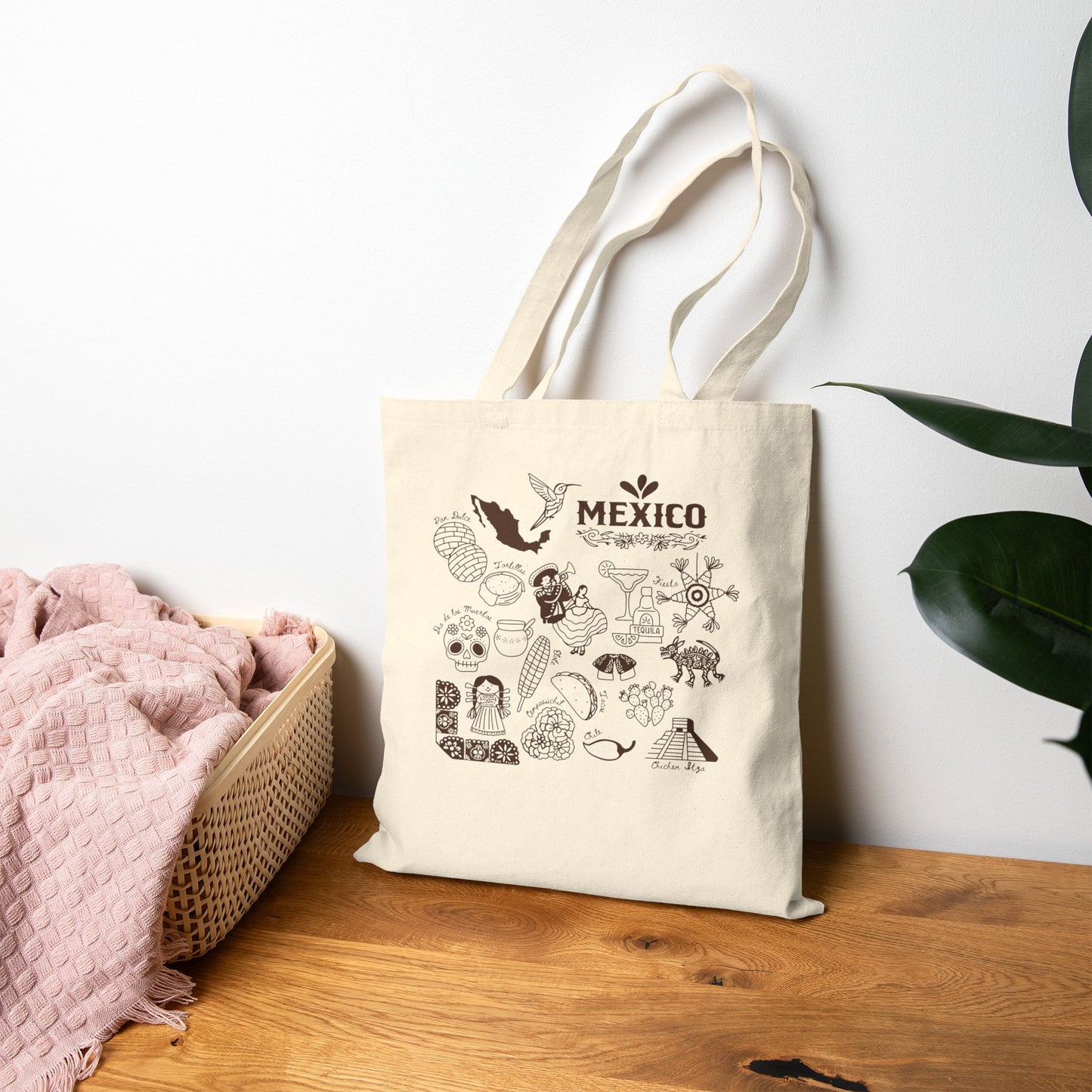 Mexico Culture Tote Bag (Brown)